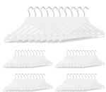 Relaxdays Kleiderb&uuml;gel 50er Set Holz Wei&szlig; Drehbar 23,5 cm x 45 cm x 1 cm