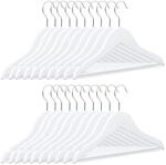 Relaxdays Kinderkleiderb&uuml;gel Holz Metall Wei&szlig; 20er Set Drehbar mit Kerben 18 cm x