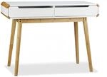 Relaxdays Schreibtisch mit 2 Schubladen MDF Bambus Wei&szlig; Natur Nordisch 73,5 cm x 100
