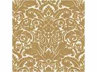 Bricoflor Ornament Tapete in Weiß Gold Neobarock Wandtapete mit Samt Muster auf