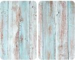 Allstar Glasabdeckplatten Blue Wood f&uuml;r Glaskeramik-Kochfelder 2er-Set
