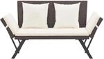 vidaXL Gartenbank mit Auflagen 176 cm Braun Poly Rattan