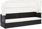 vidaXL Gartensofa mit Sonnendach Schwarz Poly Rattan