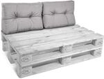 Beautissu ECO Style Palettenkissen R&uuml;cken 60x40x10cm Hellgrau 2tlg