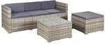 Juskys Polyrattan Gartenm&ouml;bel Lounge Punta Cana M Grau Meliert und Dunkelgraue
