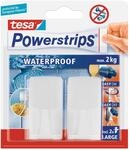 Tesa Waterproof Haken Wei&szlig; eckig 2 St&uuml;ck mit 2 x Powerstrips Large