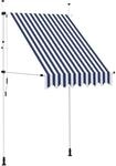 vidaXL Einziehbare Markise Handbetrieben 150 cm Blau/Wei&szlig; Gestreift 43219