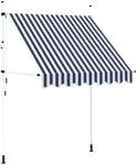 vidaXL Einziehbare Markise Handbetrieben 200 cm Blau/Wei&szlig; Gestreift 43220
