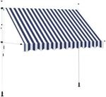 vidaXL Einziehbare Markise Handbetrieben 300 cm Blau/Wei&szlig; Gestreift 43222