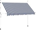 vidaXL Einziehbare Markise Handbetrieben 350 cm Blau/Wei&szlig; Gestreift 43223