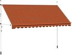 vidaXL Einziehbare Markise Handbetrieben 400 cm Orange und Braun 145840
