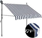 vidaXL Einziehbare Markise Handbetrieben mit LED 150 cm Blau und Wei&szlig; 145842