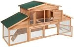 Tectake Kleintierstall Johannes Aus Holz Mit 2 Etagen 226 x 77 x 95 50 cm Braun