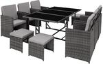 Tectake Rattan Sitzgruppe Malaga F&uuml;r 6 Bis 10 Personen Widerstandsf&auml;hig 53 x 53 x