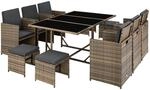 Tectake Rattan Sitzgruppe Malaga F&uuml;r 6 Bis 10 Personen Widerstandsf&auml;hig 53 x 53 x
