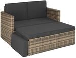 Tectake Rattan Lounge Korfu 2 Sitzer Widerstandsf&auml;hig 119 x 64 50 x 71 50 cm Natur