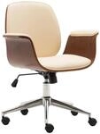vidaXL B&uuml;rostuhl Creme Bugholz und Kunstleder 283127