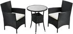 Juskys Polyrattan Gartenm&ouml;bel Balkon Set Bayamo in Schwarz mit Bez&uuml;gen in Beige