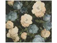 Bricoflor Gemälde Tapete mit Blumen in Blau Grün Weiß Vlies Blumentapete...