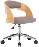 vidaXL Drehbarer B&uuml;rostuhl Taupe Bugholz und Stoff 3054847