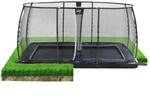 EXIT Dynamic Ebenerdiges Trampolin 244 cm x 427 cm mit Sicherheitsnetz Schwarz