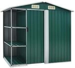 vidaXL Gartenhaus mit Regal Gr&uuml;n 205x130x183 cm Eisen 661715