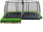 EXIT Dynamic Ebenerdiges Trampolin 275 cm x 458 cm mit Sicherheitsnetz Schwarz