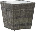 vidaXL Beistelltisch Grau 41,5x41,5x43 cm Poly Rattan und Hartglas 46196