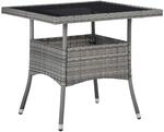 vidaXL Garten-Esstisch Grau Poly Rattan und Glas 46178