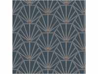 Bricoflor 20er Jahre Tapete in Grau Blau Wohnzimmer und Schlafzimmer Tapete Im Art