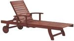Beliani Gartenliege Dunkler Holzfarbton 196x64x74