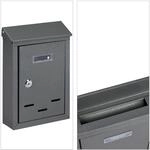 Relaxdays Briefkasten Eisen Grau Abschlie&szlig;bar Mit Namensschild 26,5 cm x 19 cm x 6,5