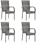 vidaXL Gartenst&uuml;hle Stapelbar 4 Stk Grau Poly Rattan 310085