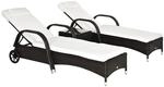 Outsunny Sonnenliege Tisch 3er-Set Gartenm&ouml;bel