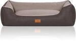 Knuffelwuff Hundebett Luke Velours XL 105 x 75cm Schwarz-Grau