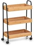 Zeller Rollwagen Bambus/Metall 70,5 cm x 28 cm x 49,5 cm Schwarz