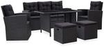 vidaXL 6-tlg Garten-Lounge-Set mit Kissen Poly Rattan Schwarz Modell 14