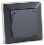 ChiliTec MILOS Steckdose mit Deckel IP44 Anthrazit mit Rahmen