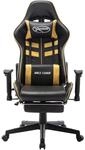 vidaXL Gaming-Stuhl mit Fu&szlig;st&uuml;tze Schwarz und Golden Kunstleder Modell 1