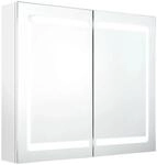 vidaXL LED-Spiegelschrank f&uuml;rs Bad Gl&auml;nzend Wei&szlig; 80x12x68 cm 326517