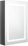 vidaXL LED-Spiegelschrank f&uuml;rs Bad Gl&auml;nzend Grau 50x13x70 cm 326491