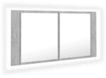 vidaXL LED-Bad-Spiegelschrank Betongrau 90x12x45 cm Acryl 804976