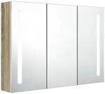 vidaXL LED-Bad-Spiegelschrank 89x14x62 cm Wei&szlig; und Eichen-Optik 326530