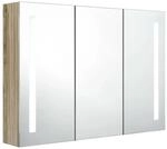 vidaXL LED-Bad-Spiegelschrank 89x14x62 cm Eichen-Optik 326529