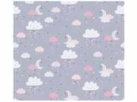 Bricoflor Baby Tapete mit Wolken Tapete mit Mond Sternen und Herzen für Kinderzimmer