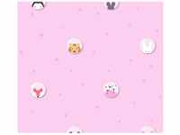 Bricoflor Tier Tapete in Pink Rosa Mädchenzimmer Tapete mit Tieren in Seifenblasen