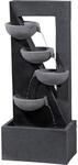 Dobar Design-Gartenbrunnen XL Kaskade inkl. Pumpe und LED&acute;s mit 4 Wasserschalen