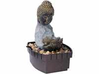 Dobar Zimmerbrunnen Buddha Lotusblüte in Steinoptik mit Deko-Steinen