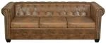 vidaXL Chesterfield-Sofa 3-Sitzer Kunstleder Braun