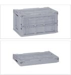 Relaxdays Transportbox Polypropylen Grau Schlie&szlig;bar Stapelbar Zusammenklappbar 60 L